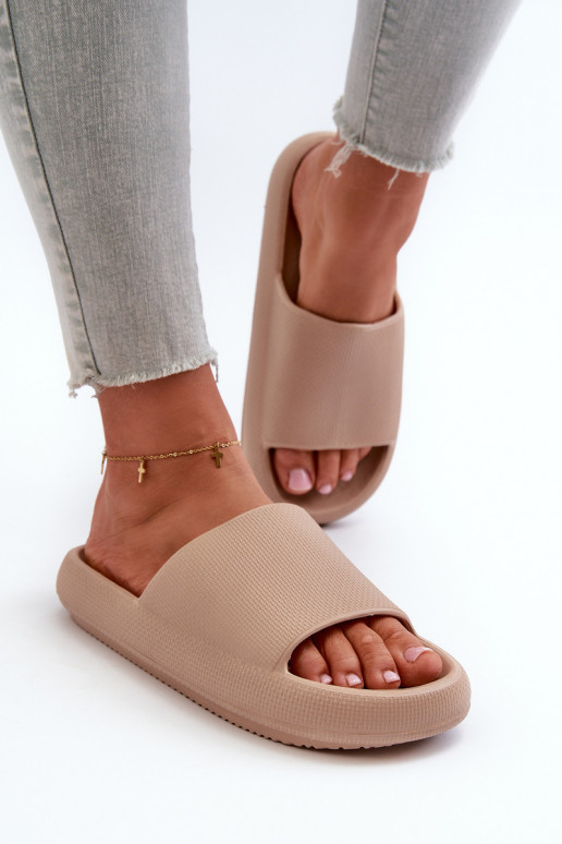 Feminino Chinelos de espuma leves Em uma sola grossa bege Querceria