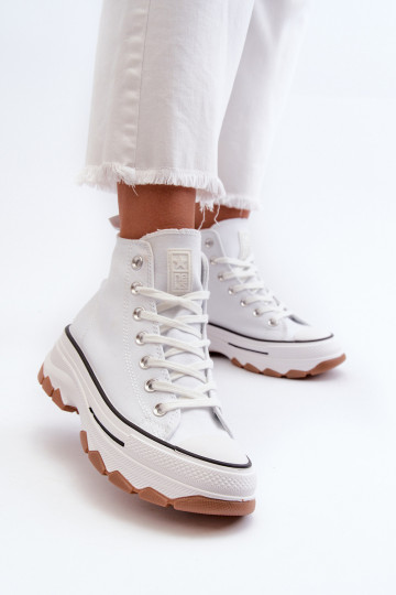 Botas femininas casuais com plataforma na cor branca Valvia
