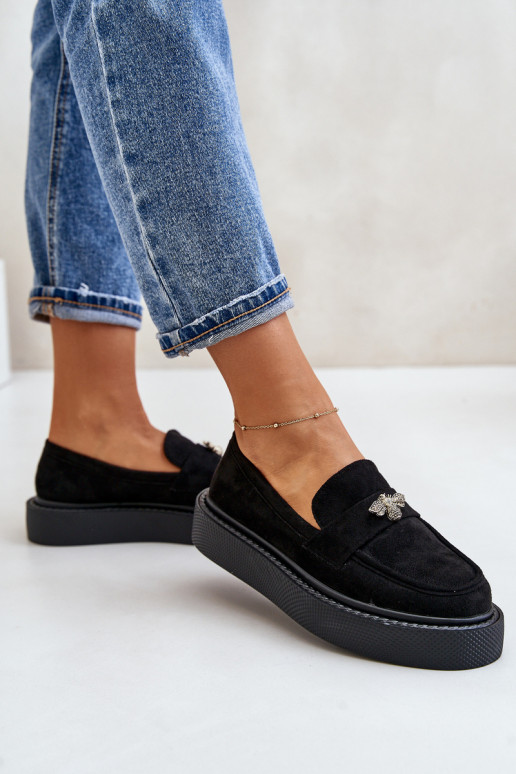 Mocassins plataforma femininos cor preta Erithine