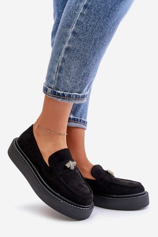 Mocassins plataforma femininos cor preta Erithine