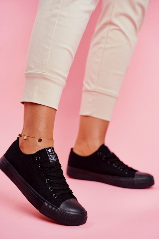 Feminino À modalo clássico sapatos casuais cor preta Ecoma