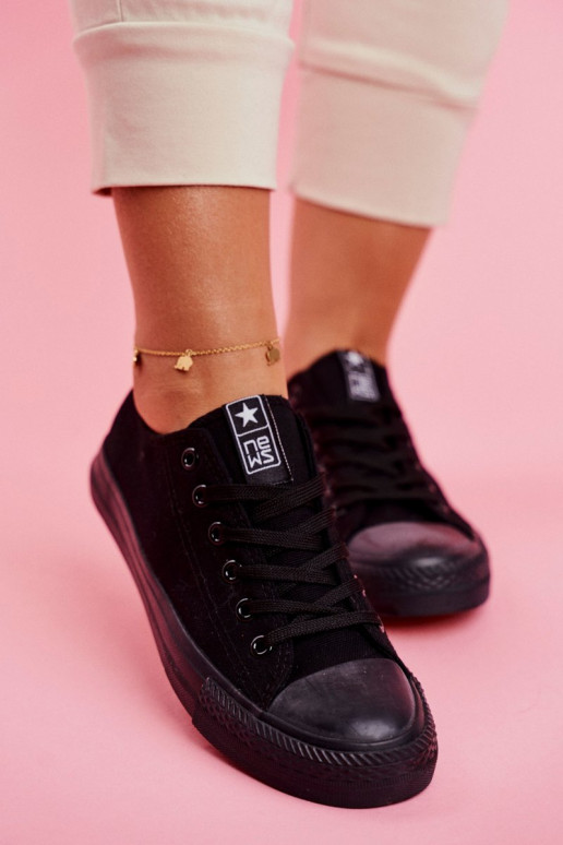 Feminino À modalo clássico sapatos casuais cor preta Ecoma