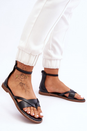 Chinelas femininas de salto baixo pretas Rise Up!