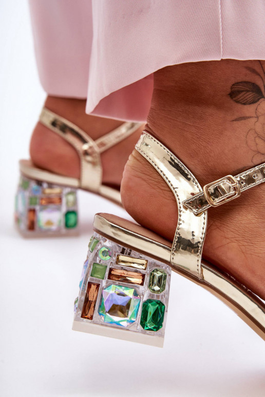 Feminino Sandálias de salto alto com olhos brilhantes cor dourada S.Barski MR1037-01