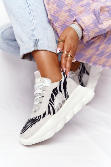 Feminino Estilo esportivo sapato com uma plataforma Lu Boo cor cinza