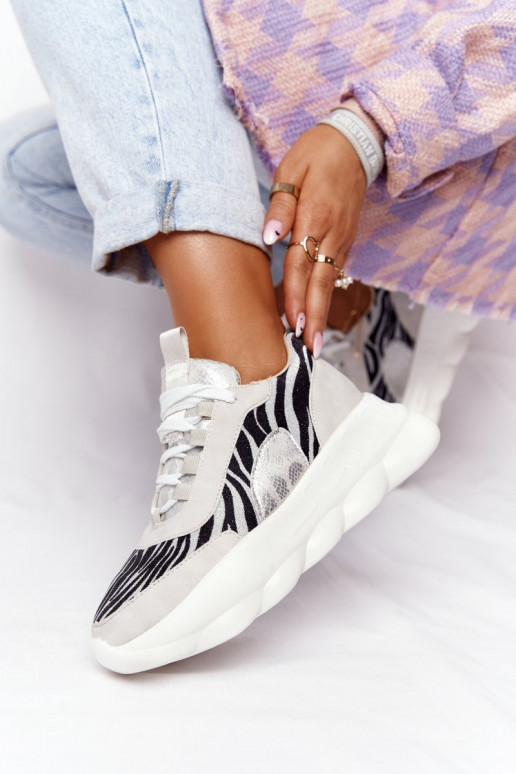 Feminino Estilo esportivo sapato com uma plataforma Lu Boo cor cinza