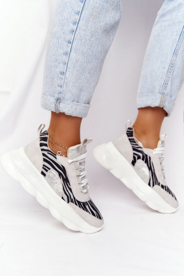 Feminino Estilo esportivo sapato com uma plataforma Lu Boo cor cinza 2