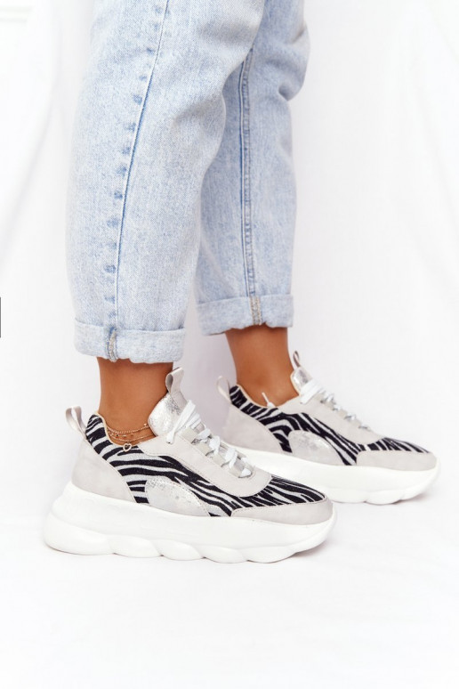 Feminino Estilo esportivo sapato com uma plataforma Lu Boo cor cinza