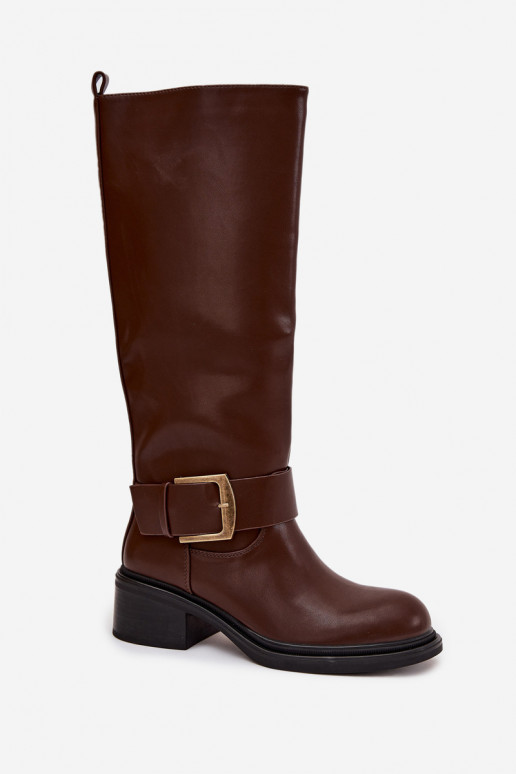 aquecimento botas femininas Klocke com fivelas CzekoladoParae Raphaela