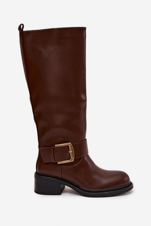 aquecimento botas femininas Klocke com fivelas CzekoladoParae Raphaela