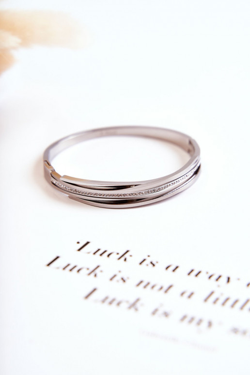 Um bracelete Aço com olhos brilhantes cor prata Myrens