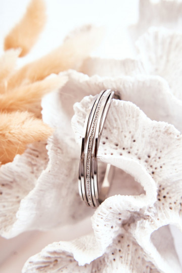 Um bracelete Aço com olhos brilhantes cor prata Myrens 2