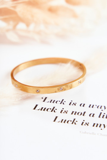 Pulseira de aço com ilhós de zircônio cor dourada Lauren