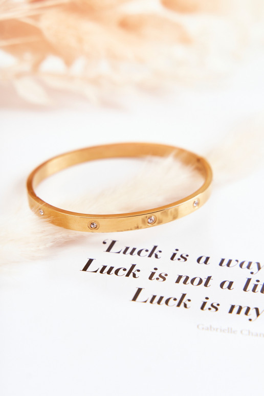 Pulseira de aço com ilhós de zircônio cor dourada Lauren