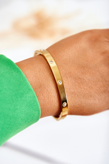 Pulseira de aço com ilhós de zircônio cor dourada Lauren 2