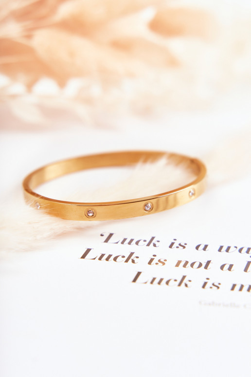 Pulseira de aço com ilhós de zircônio cor dourada Lauren