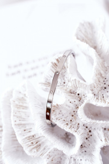 Pulseira de aço com olhos brilhantes cor prata