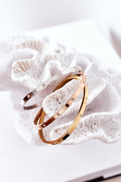 Pulseira de aço com olhos brilhantes cor prata