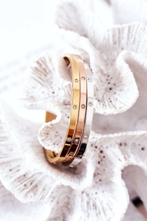 Pulseira de aço com olhos brilhantes cor prata