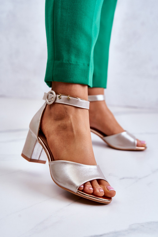 Pele Sandálias de salto alto Vinceza 20100 cor dourada