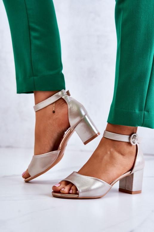 Pele Sandálias de salto alto Vinceza 20100 cor dourada