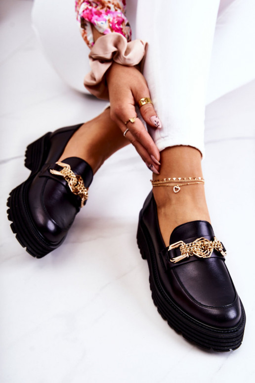 Feminino sapato cor dourada Ozdoba Pele Laura Messi 2383 cor preta