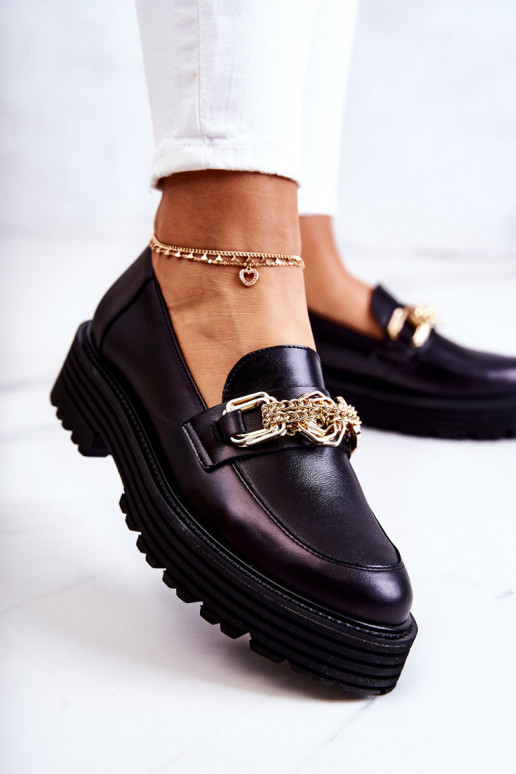 Feminino sapato cor dourada Ozdoba Pele Laura Messi 2383 cor preta