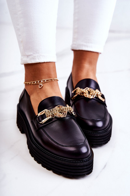 Feminino sapato cor dourada Ozdoba Pele Laura Messi 2383 cor preta