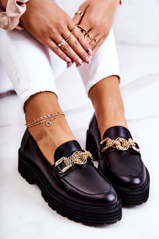 Feminino sapato cor dourada Ozdoba Pele Laura Messi 2383 cor preta