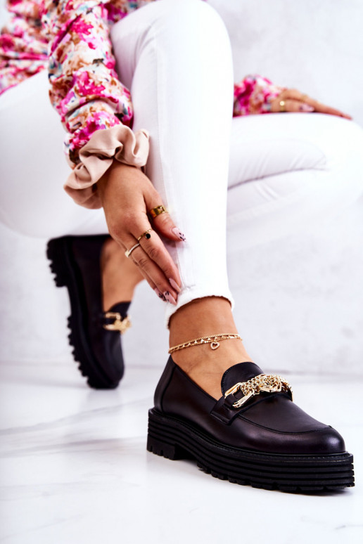 Feminino sapato cor dourada Ozdoba Pele Laura Messi 2383 cor preta