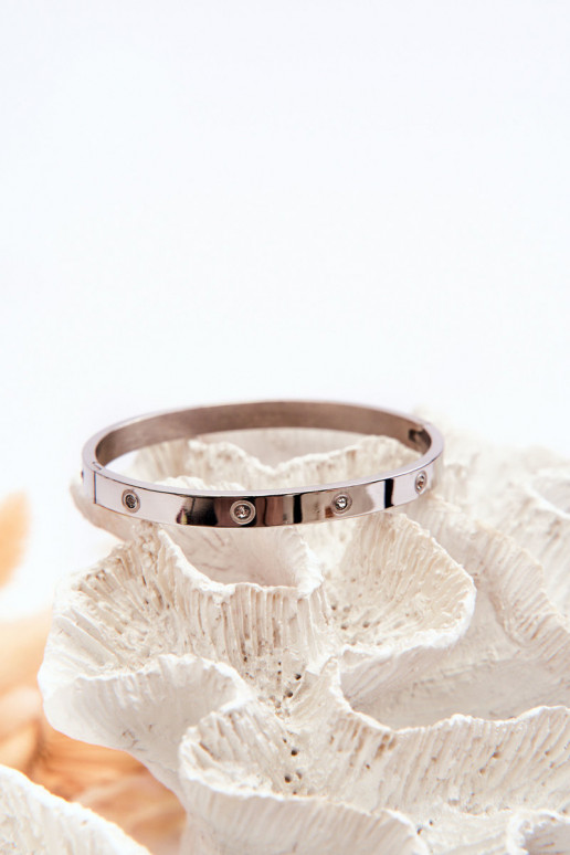 Pulseira de aço com olhos brilhantes cor prata Lauren