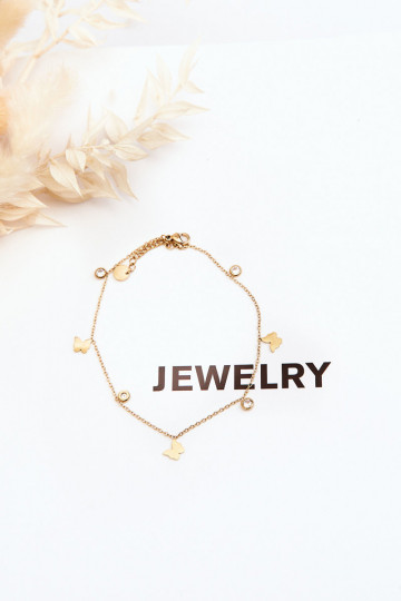 Pulseira de perna Com borboletas cor dourada 2