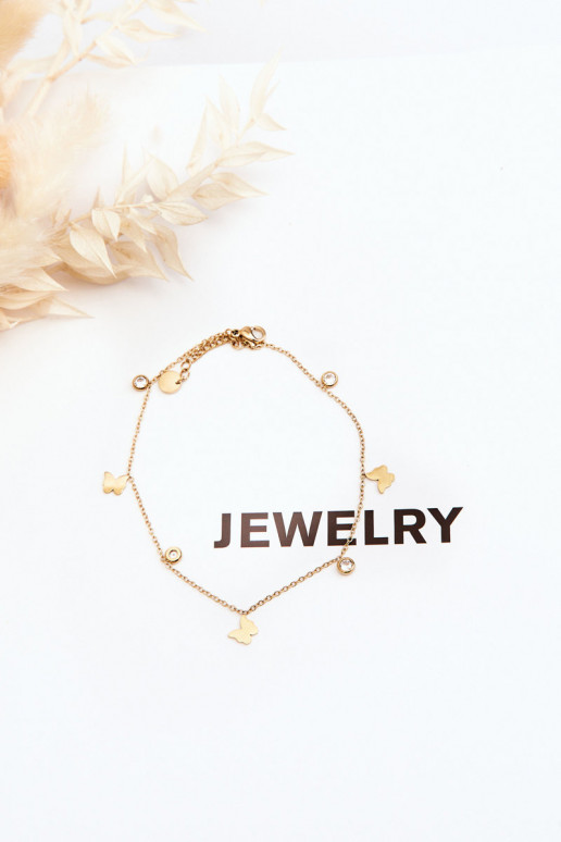 Pulseira de perna Com borboletas cor dourada