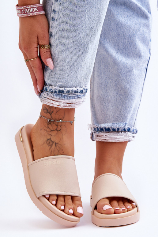 Feminino Chinelos com uma plataforma Big Star LL274933 bege