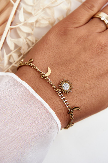 Elegante Um bracelete Com a lua e o sol cor dourada