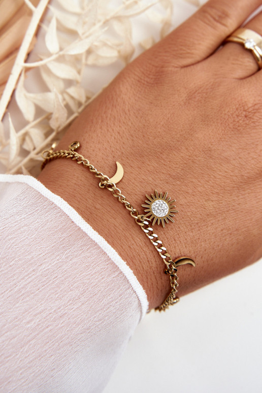 Elegante Um bracelete Com a lua e o sol cor dourada
