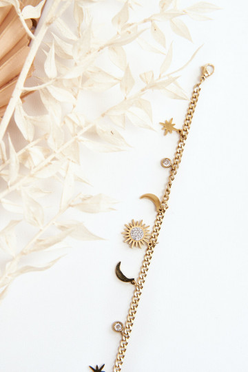 Elegante Um bracelete Com a lua e o sol cor dourada 2