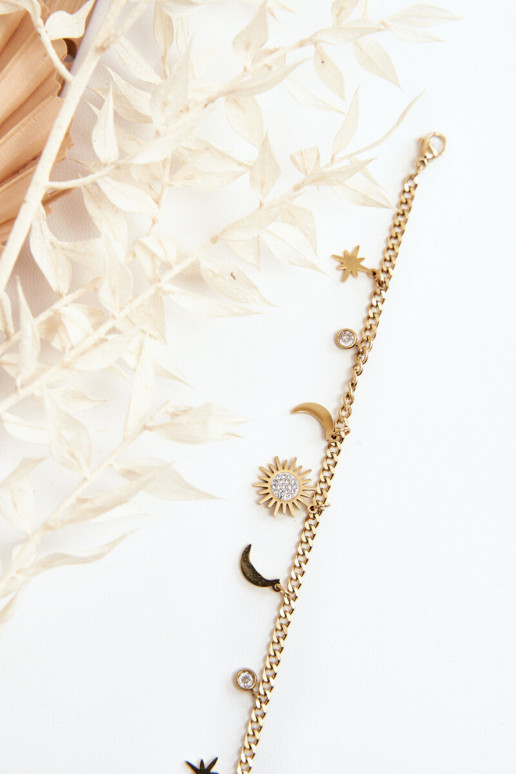 Elegante Um bracelete Com a lua e o sol cor dourada