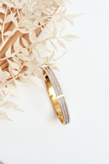 Um bracelete de aço inoxidável com olhos brilhantes cor dourada 2