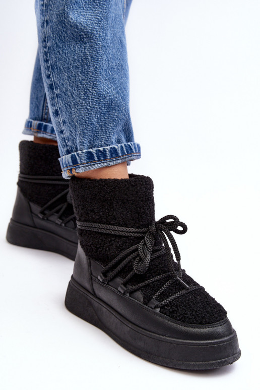 Feminino Botas de neve com uma plataforma cor preta Ahatissa