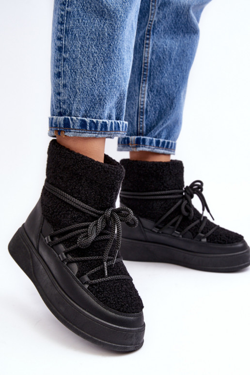 Feminino Botas de neve com uma plataforma cor preta Ahatissa