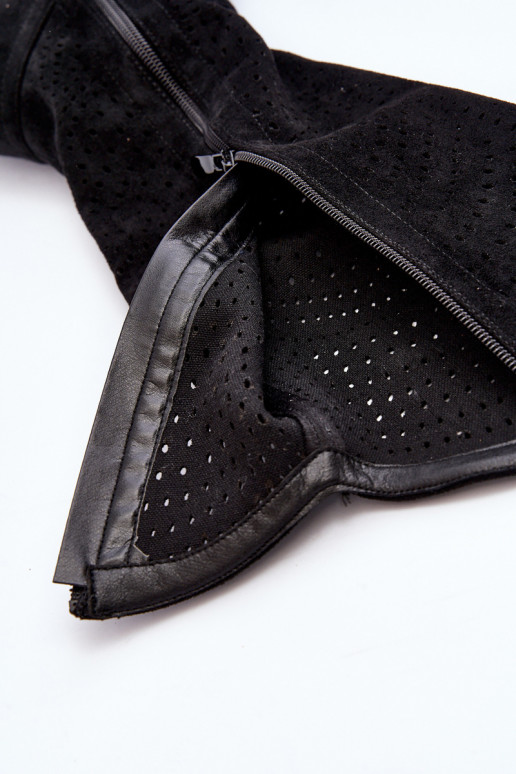 S.Barski HY66-150 com elementos abertos botas com salto largo cor preta