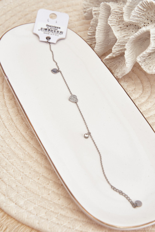 Pulseira de perna Com corações cor prata