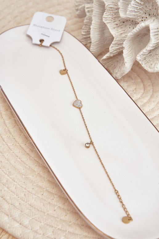 Pulseira de perna Com corações cor dourada