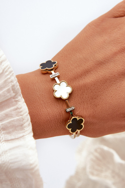 Um bracelete Feminino Com flores Stal NierdzeParana cor dourada