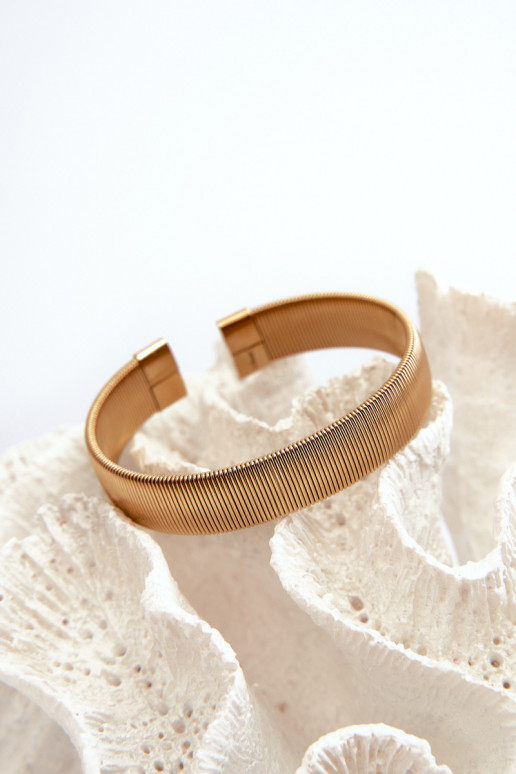 Elastyczna Um bracelete Feminino de aço inoxidável cor dourada