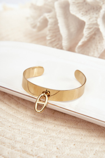 Pulseira com ornamentos em aço inoxidável na cor dourada 2