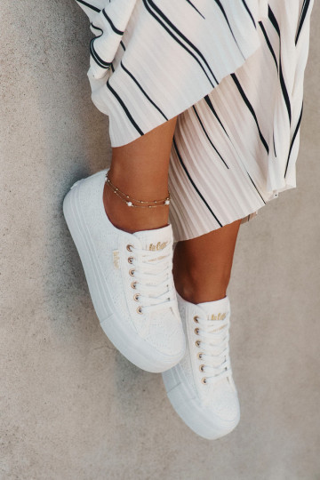 Sapatos de lazer com renda Lee Cooper LCEM-25-31-3438L cor branca