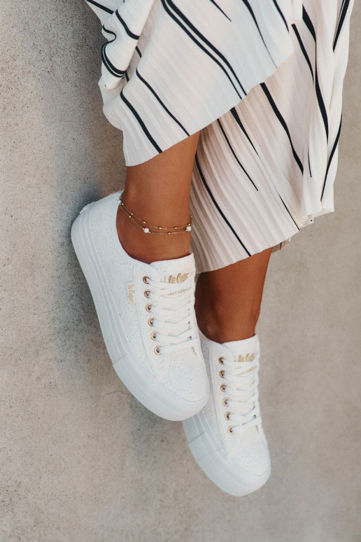 Sapatos de lazer com renda Lee Cooper LCEM-25-31-3438L cor branca