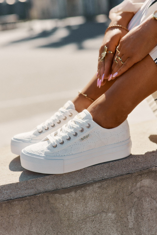 Sapatos de lazer com renda Lee Cooper LCEM-25-31-3438L cor branca